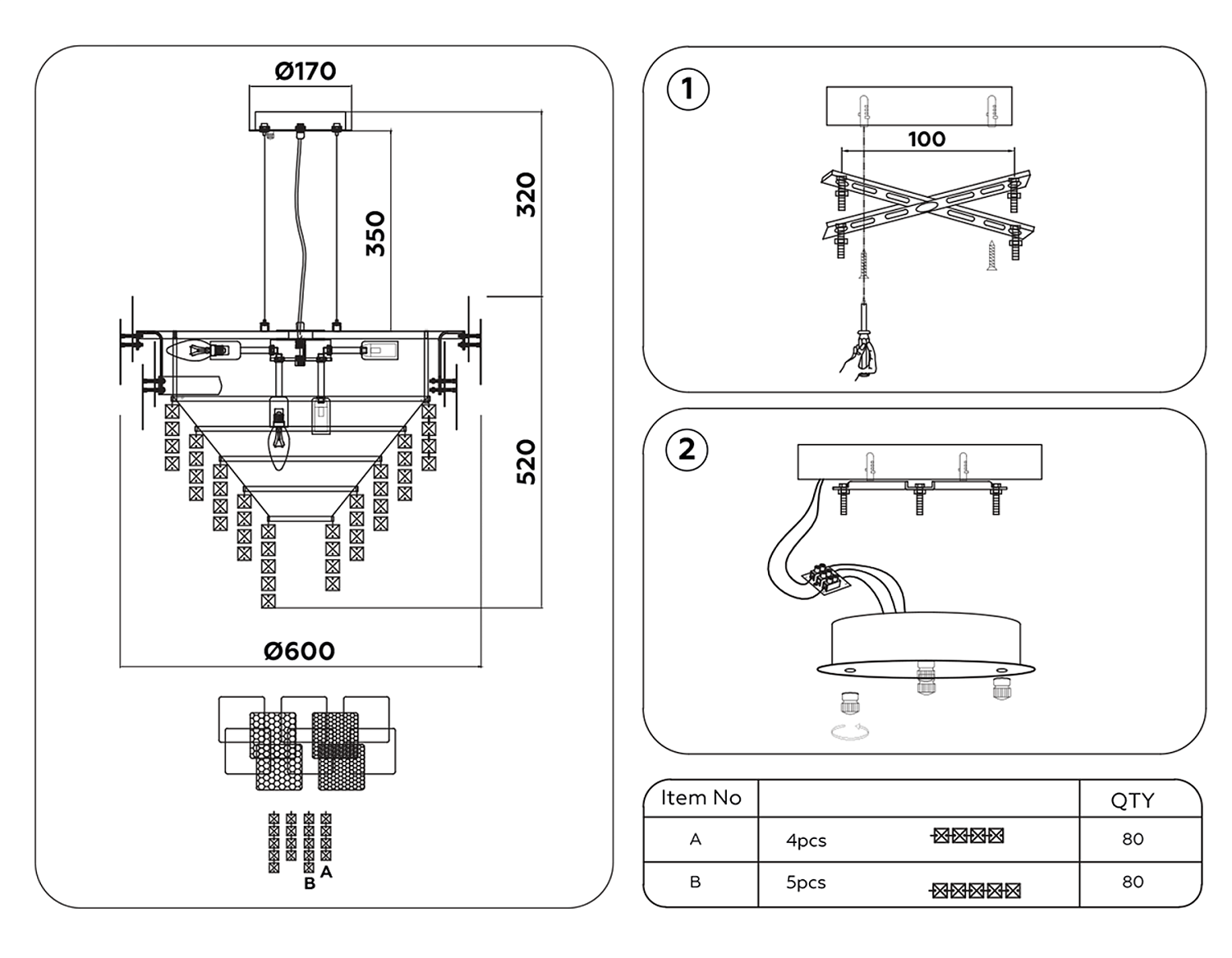 Подвесная люстра с хрусталем TR5242/9 SL/CL серебро/прозрачный E14/9 max 40W D600*840