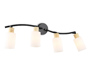 Настенно-потолочный спот в стиле лофт TR8723/4 BK/WD черный/дерево E14/4 max 60W 760*100*210