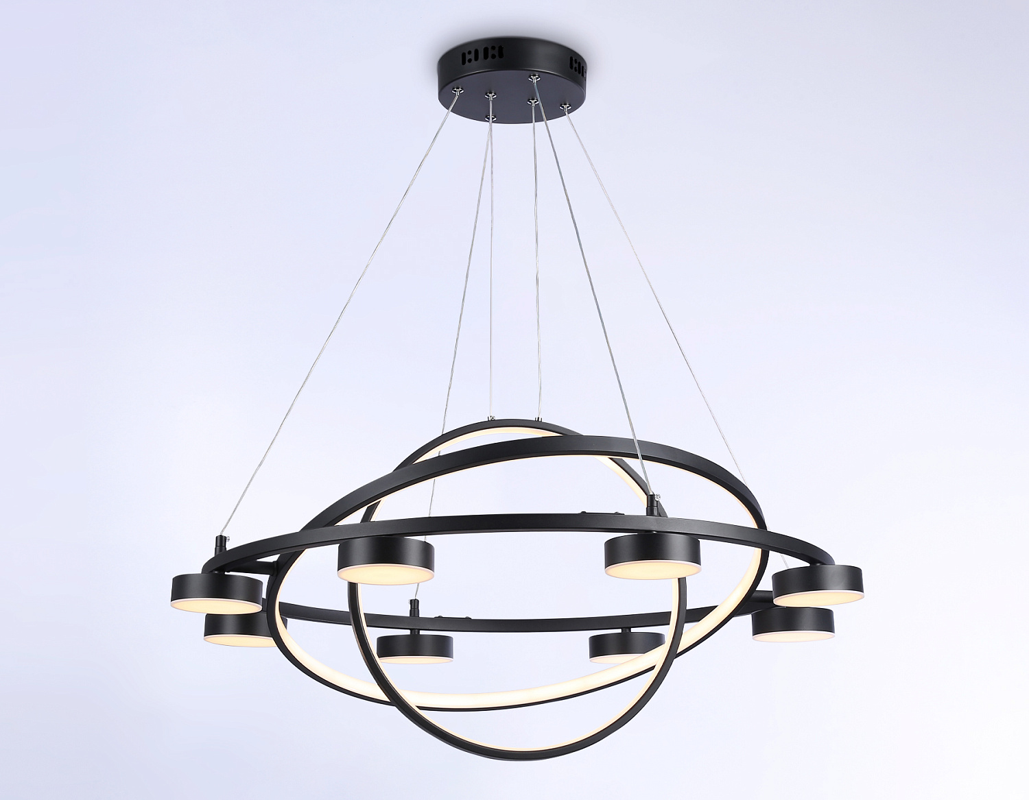 Подвесной светодиодный светильник с пультом FL51779/3+8 BK черный 3000K/4200K/6400K 112W D800/580/400*1200 (ПДУ ИК)