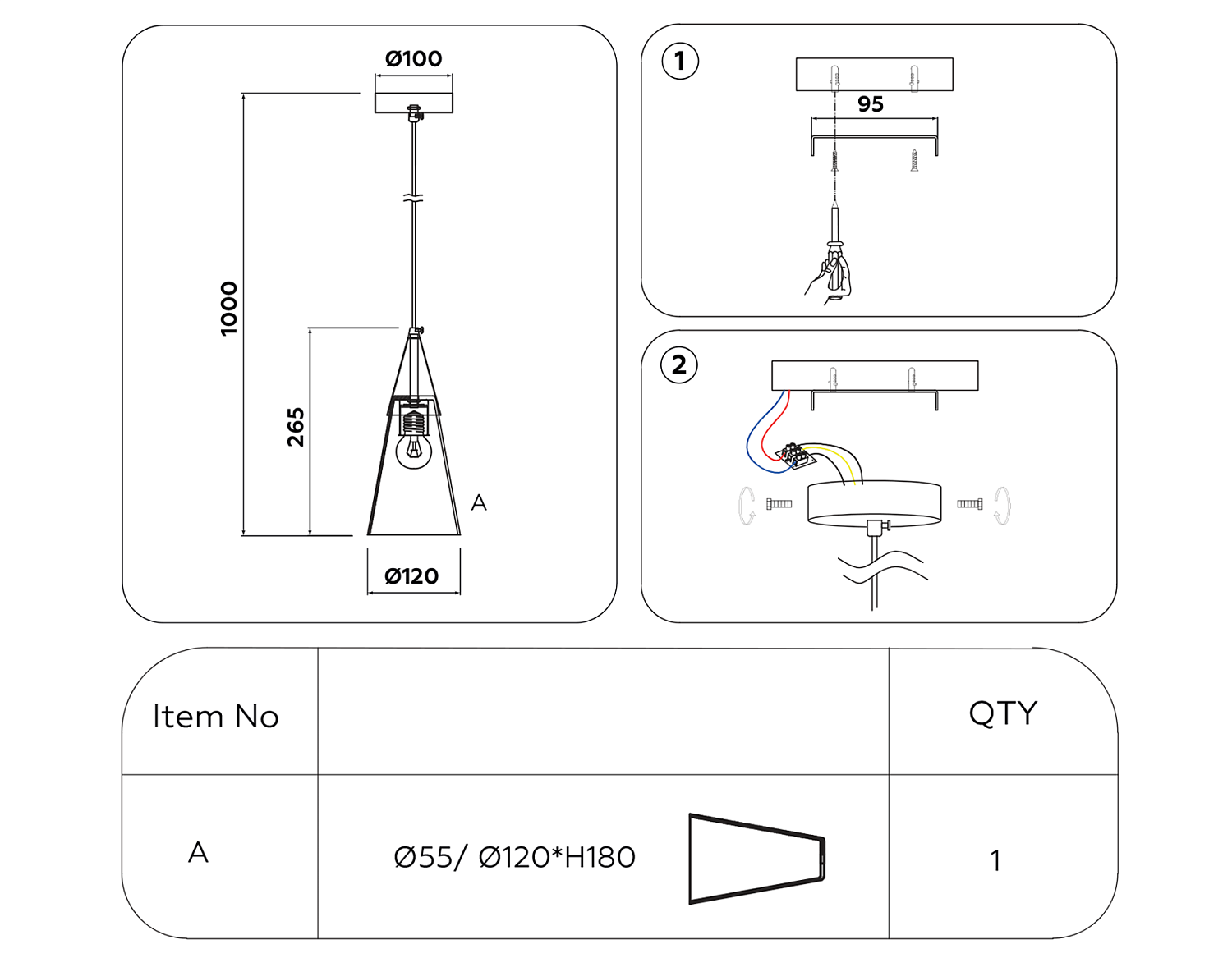 Подвесной светильник TR3666 BS/CL латунь/прозрачный E14 max 40W D120*1000