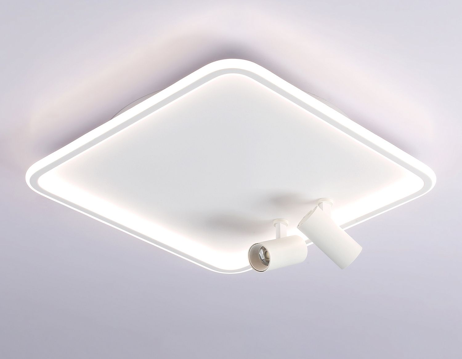 Потолочный светодиодный светильник с пультом управления FL5114/1+2 WH белый 97W 3000K-6400K 480*480*130 (ПДУ ИК)