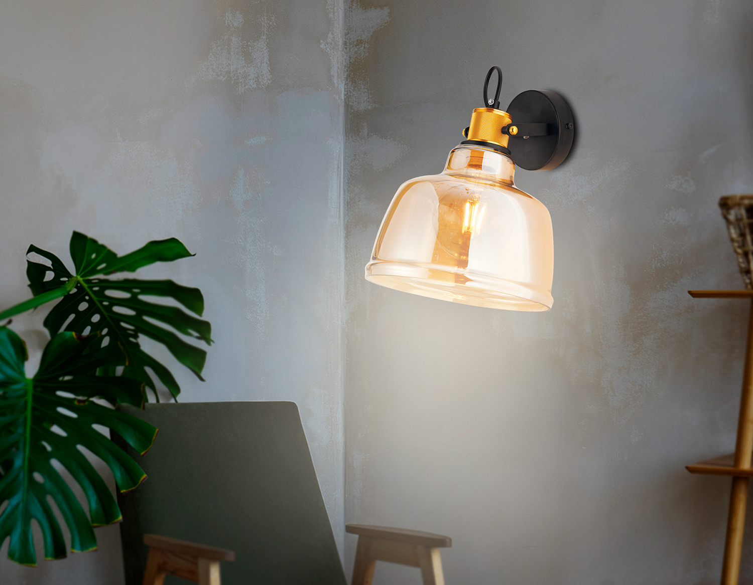 Настенный светильник TR3521 SB/TI бронза/янтарь E27 max 40W 220*280*320