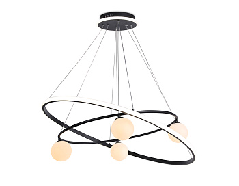 Подвесной светодиодный светильник со сменной лампой и с пультом управления FL66327/1+4 BK черный 92W 3000K-6400K+G9/4 D800/600*1200 (ПДУ ИК)