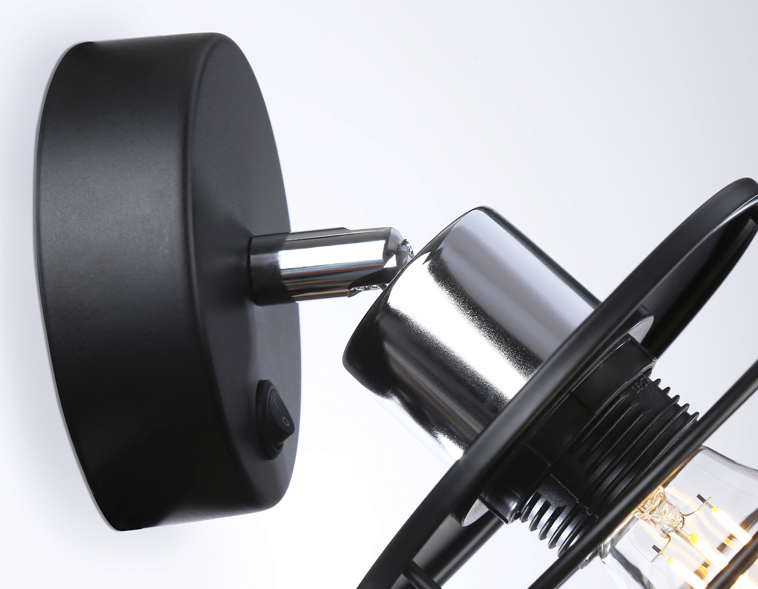 Накладной спот с выключателем в стиле лофт TR8088 BK/CH черный/хром E27 max 40W D120*200