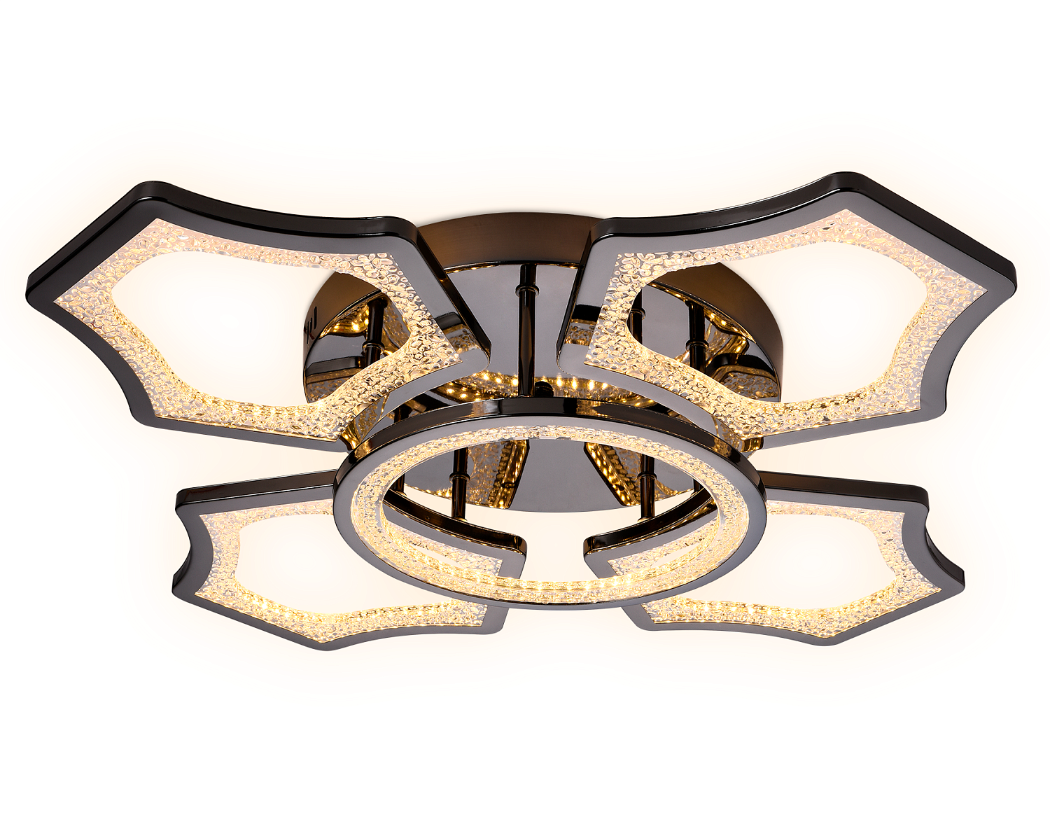 Потолочный светодиодный светильник с пультом FA576/4+1 DCH черный хром 106W 620*620*120 (ПДУ РАДИО 2.4G)