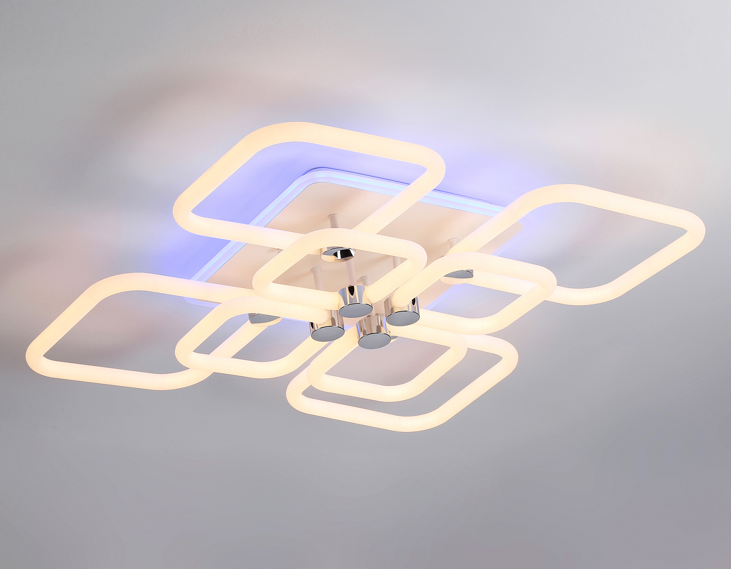 Светодиодный потолочный светильник с подсветкой FA3866/4+4 WH белый 144W 3000K-6400K+RGB 627*627*121 (ПДУ РАДИО 2.4G)