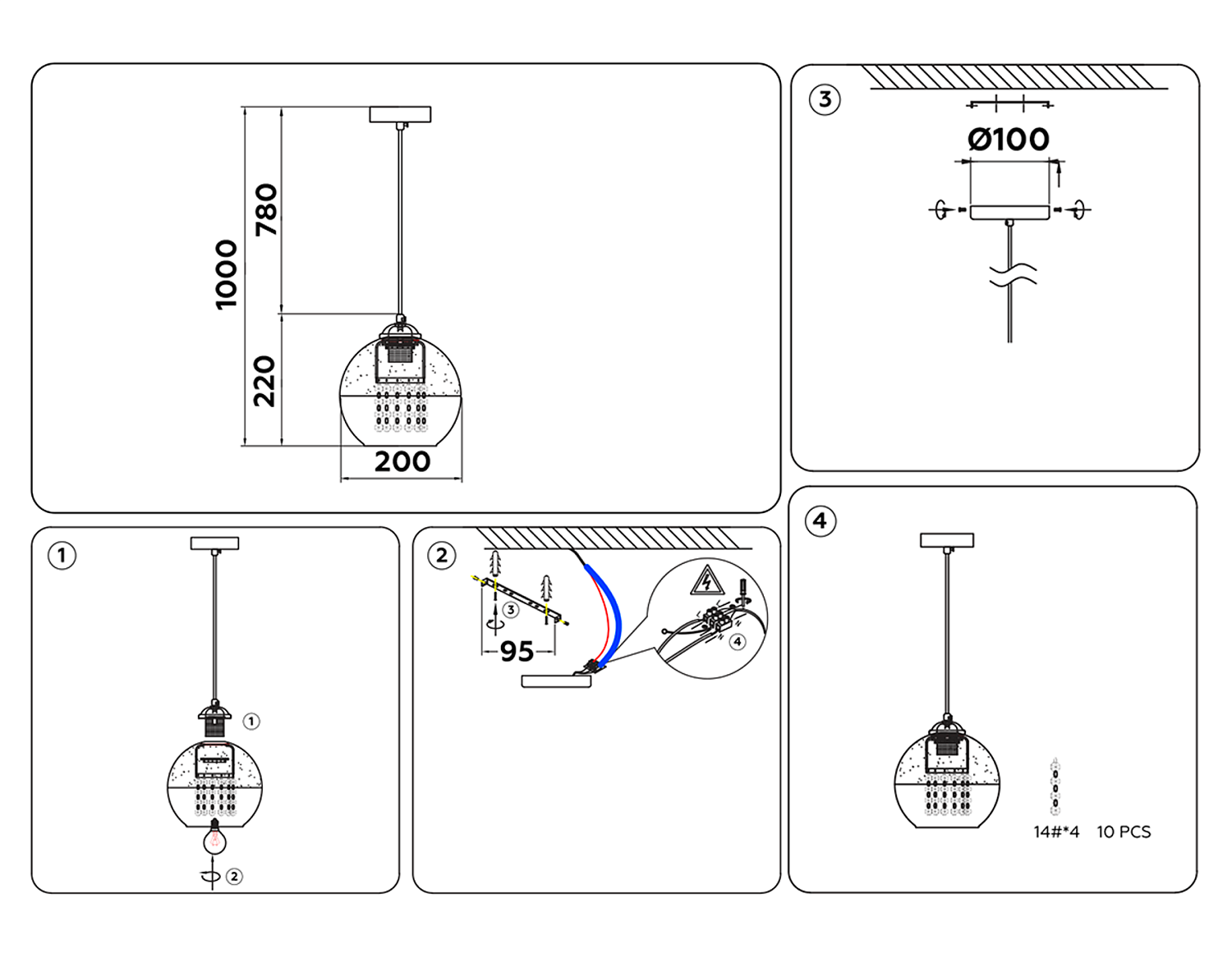 Подвесной светильник со сменной лампой TR3601 CH/CL хром/прозрачный E27 max 40W D200*1000