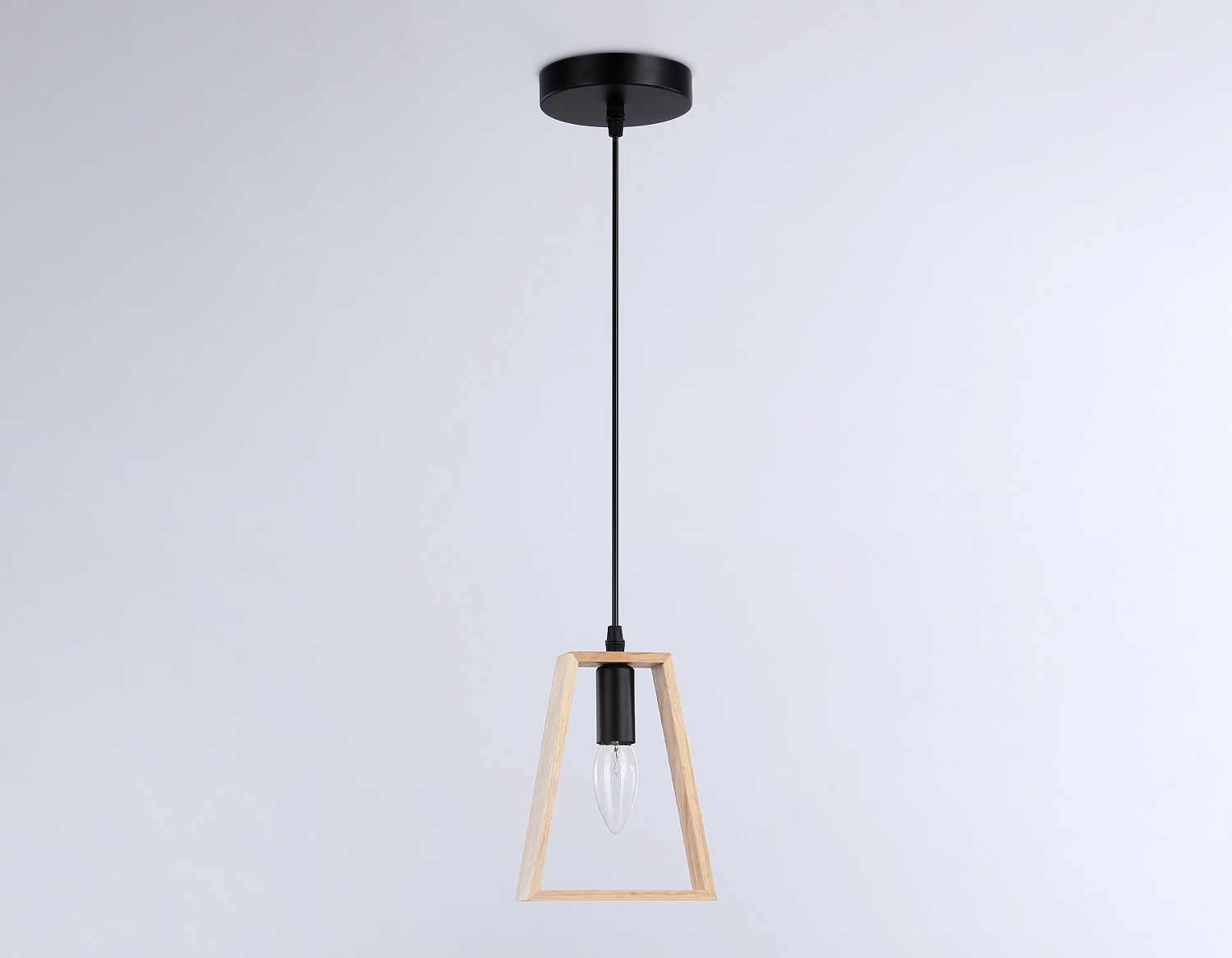 Подвесной светильник в стиле лофт TR80497 BK/LW черный/светлое дерево E14 max 60W D150*1000