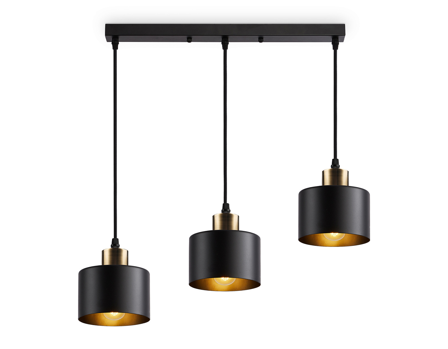 Подвесной светильник в стиле лофт TR8118/3 BK/BS черный/латунь E27*3 max 40W 580*120*970