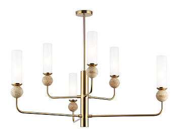 Люстра на штанге с мрамором LH53251/6 BS/FR латунь/белый матовый E14*6 max 40W D1050*1445