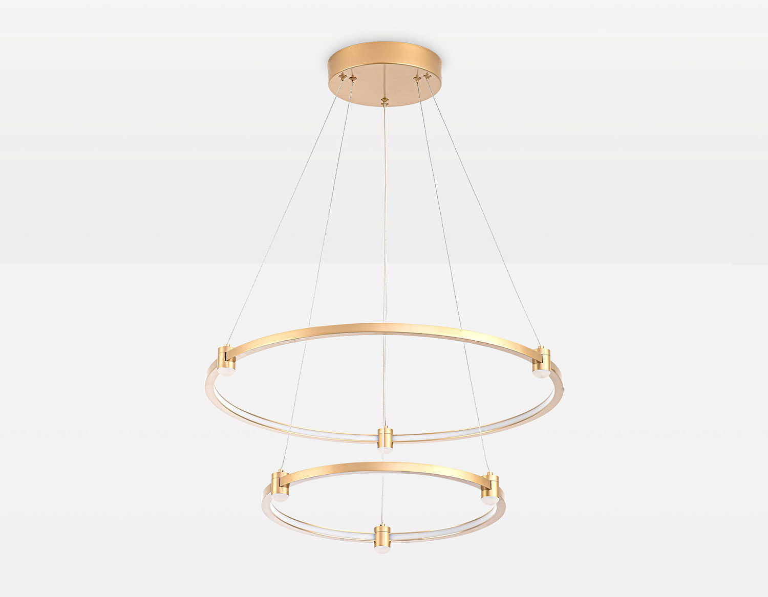 Подвесной светодиодный светильник FL5508/2+6 GD золото 45W 3000K/4200K/6400K D600/400*1300 (без ПДУ)