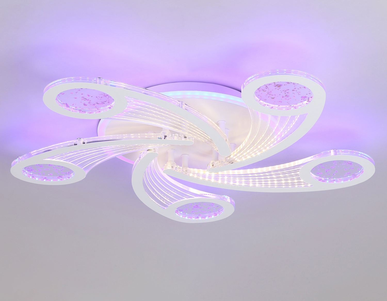 Потолочный светодиодный светильник с пультом FA4476/5 WH белый 98W 3000K+BL/4200K+PU/3000K+6400K D620*75 (ПДУ ИК)