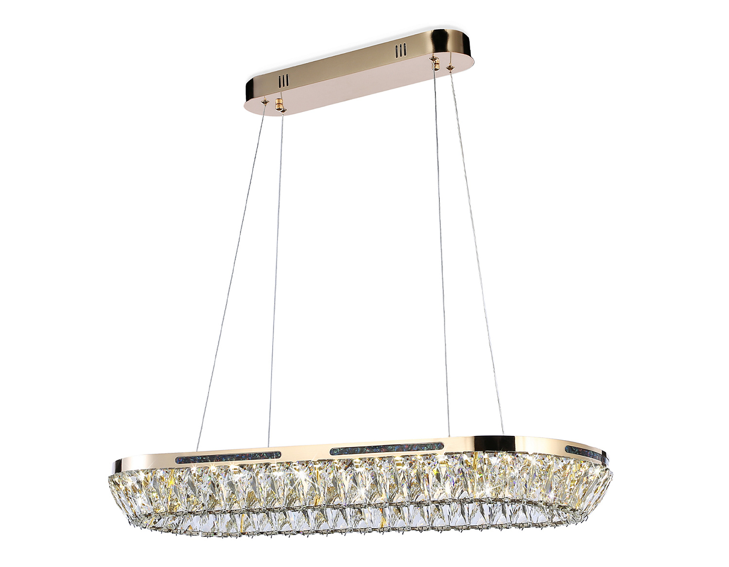 Подвесная светодиодная люстра с хрусталем TR5025 FGD/CL золото/прозрачный 3000K/4200K/6400K 61W 800*300*440 (Без ПДУ)