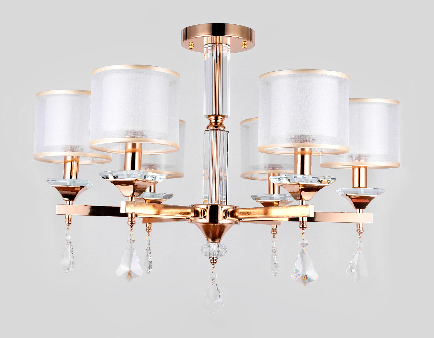 Подвесная люстра с хрусталем TR4535/6 GD/WH золото/белый E14/6 max 40W D700*560