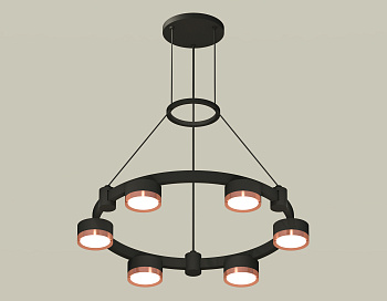 Комплект подвесного светильника Techno Ring XR92051103/6 SBK/PPG черный песок/золото розовое полированное GX53 (A9205, C9232, N8126)