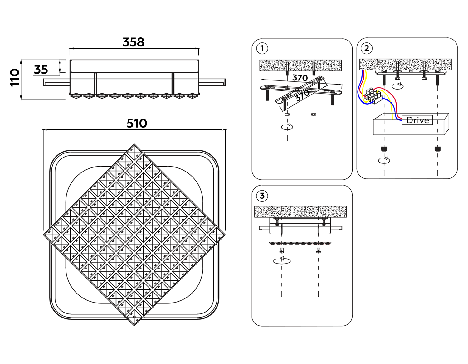 Управляемый светодиодный светильник с хрусталем FA124 WH белый 104W 510*510*110 (ПДУ РАДИО 2.4)