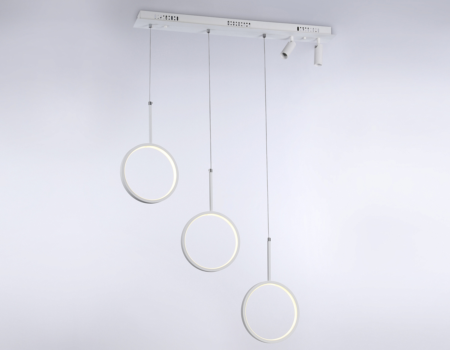 Подвесной светодиодный светильник с пультом FL5277/3+2 WH белый 59W 3000K/4200K/6400K+4200K 800*200*1200 (ПДУ ИК)