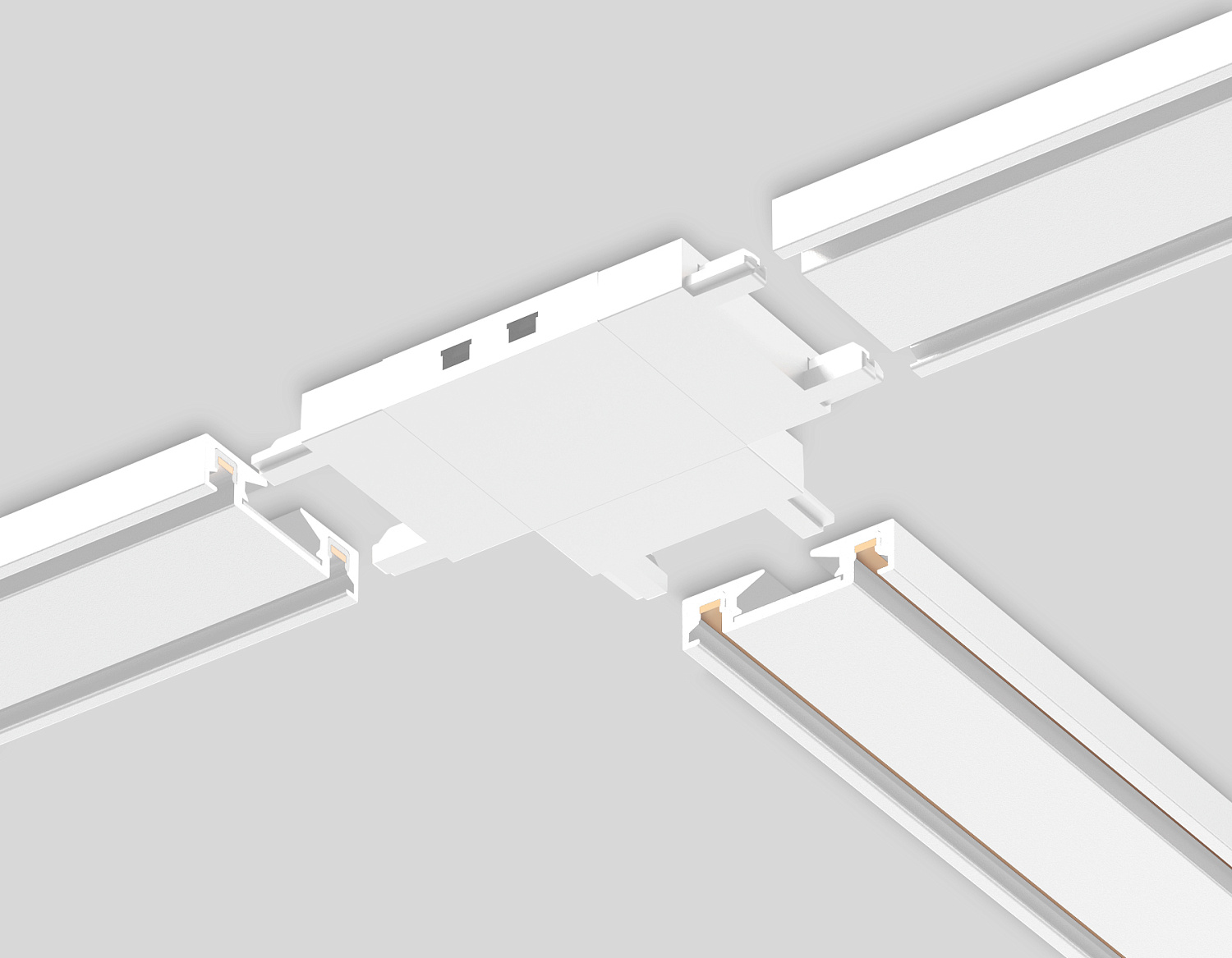 Коннектор T-образный для накладного шинопровода Magnetic Ultra Slim GV1118 WH белый T-образный коннектор для накладного шинопровода 46*36*6