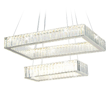 Подвесная светодиодная люстра с хрусталем TR5005/2 CH/CL хром/прозрачный 90W 3000K/4200K/6400K 600*400*950 (Без ПДУ)