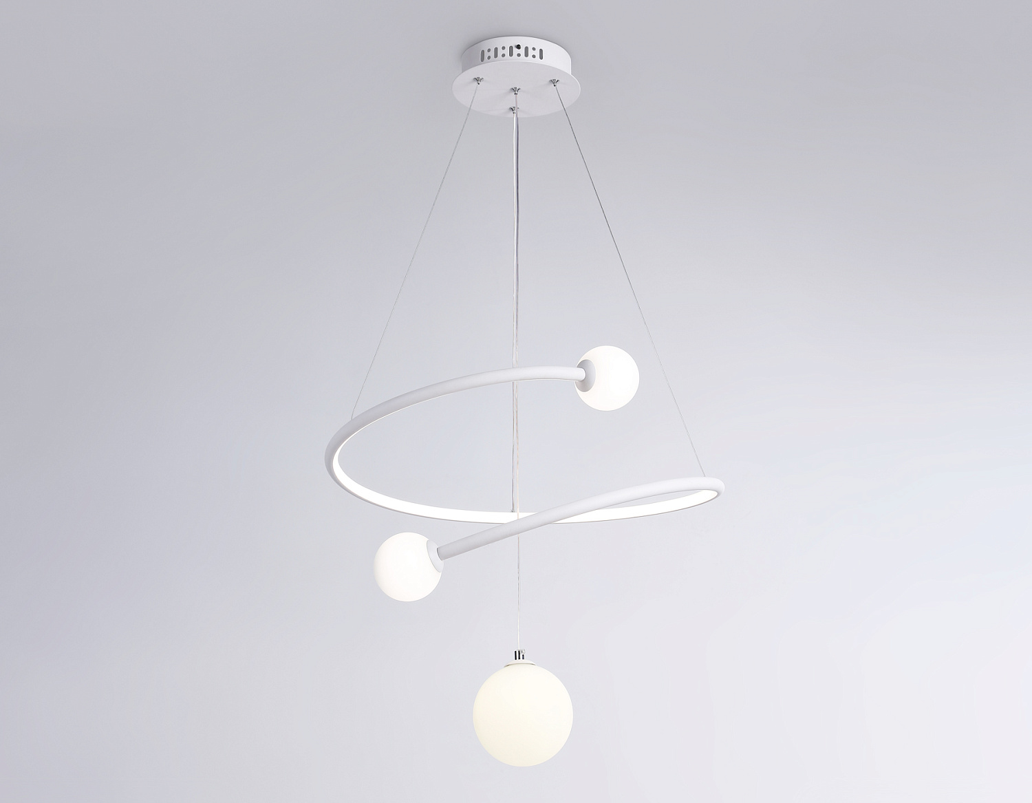 Подвесной светодиодный светильник с пультом управления FL66299 WH белый 39W 3000K-6400K+G9 D500*1200 (ПДУ ИК)