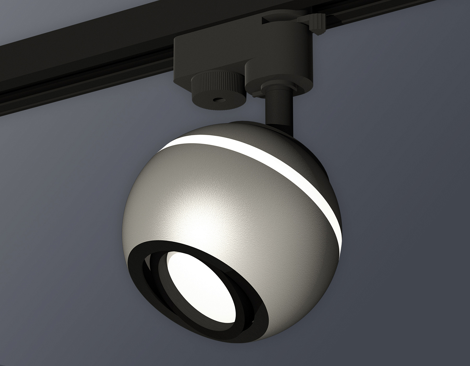 Комплект трекового однофазного светильника с подсветкой XT1103001 SSL/PBK серебро песок/черный полированный MR16 GU5.3 LED 3W 4200K (A2521, C1103, N7002)