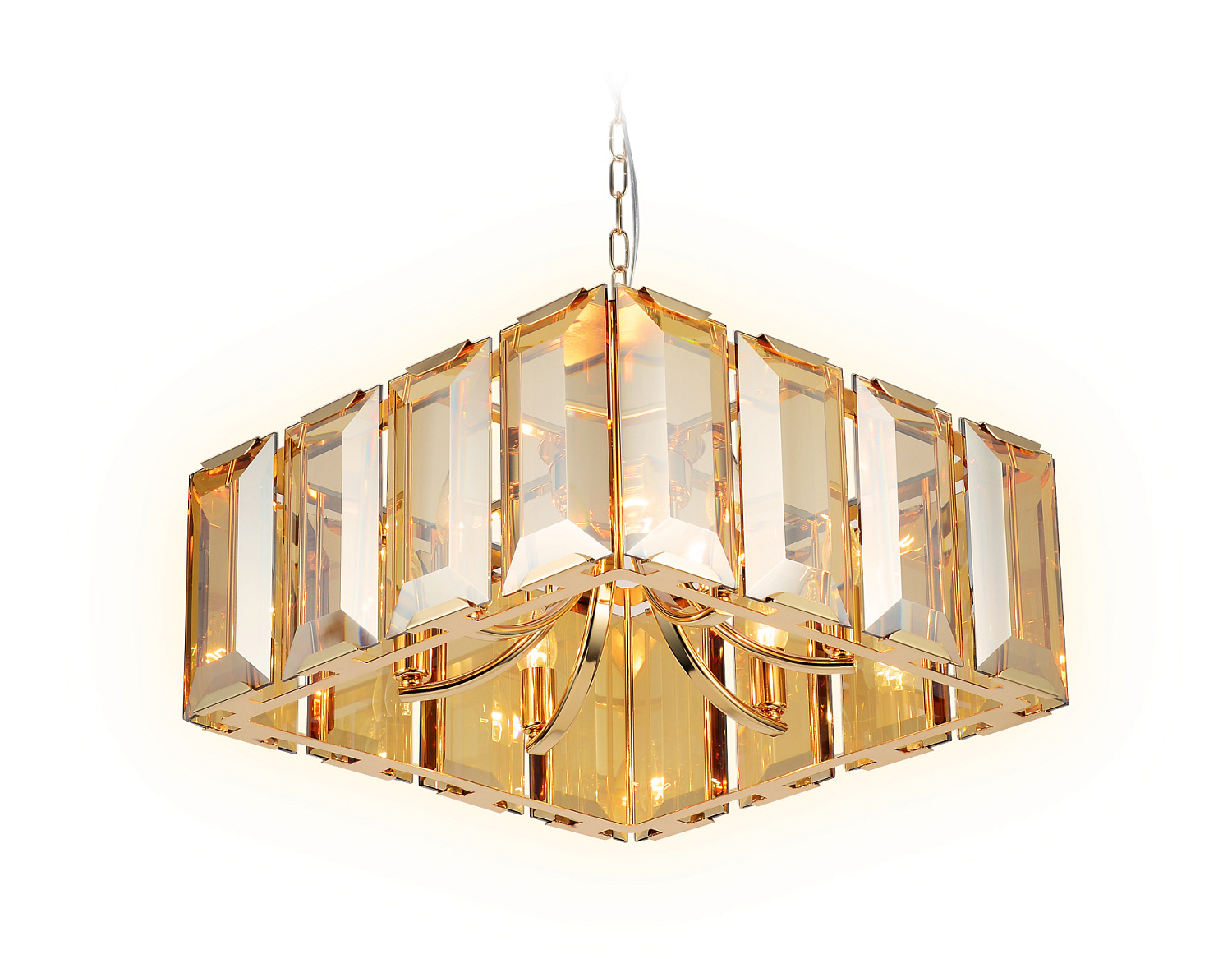 Подвесная люстра с хрусталем TR5149 GD/TI золото/янтарь E14/6 max 40W 500*500*1000