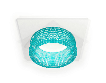 Комплект встраиваемого светильника с композитным хрусталем XC6520043 SWH/BL белый песок/голубой MR16 GU5.3 (C6520, N6153)