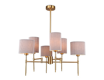 Люстра на штанге с абажурами LH72381/6 BS/GR латунь/серый E14*6 max 40W D690*705