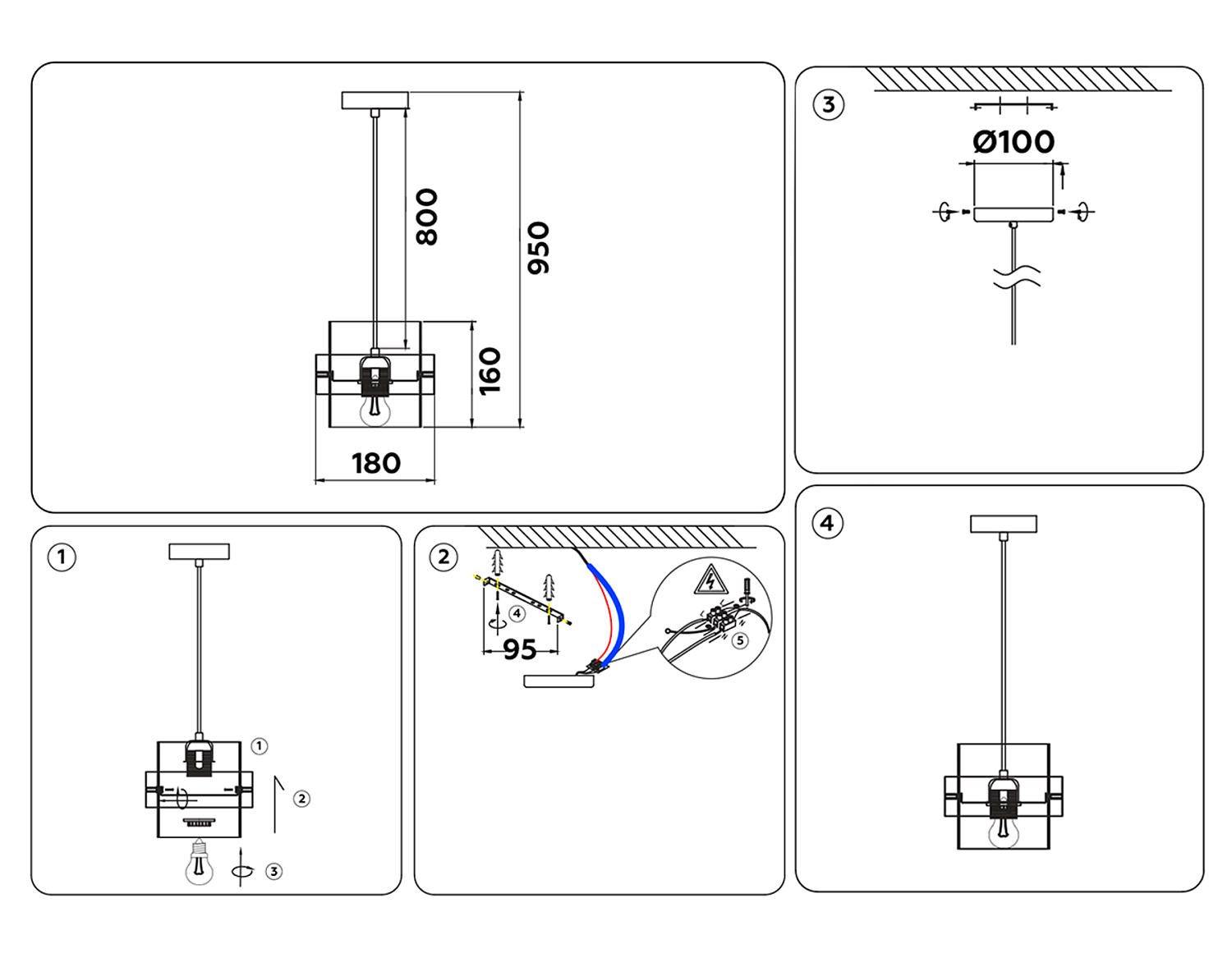 Подвесной светильник со сменной лампой TR3645 GD/SM золото/дымчатый E27 max 40W D180*950
