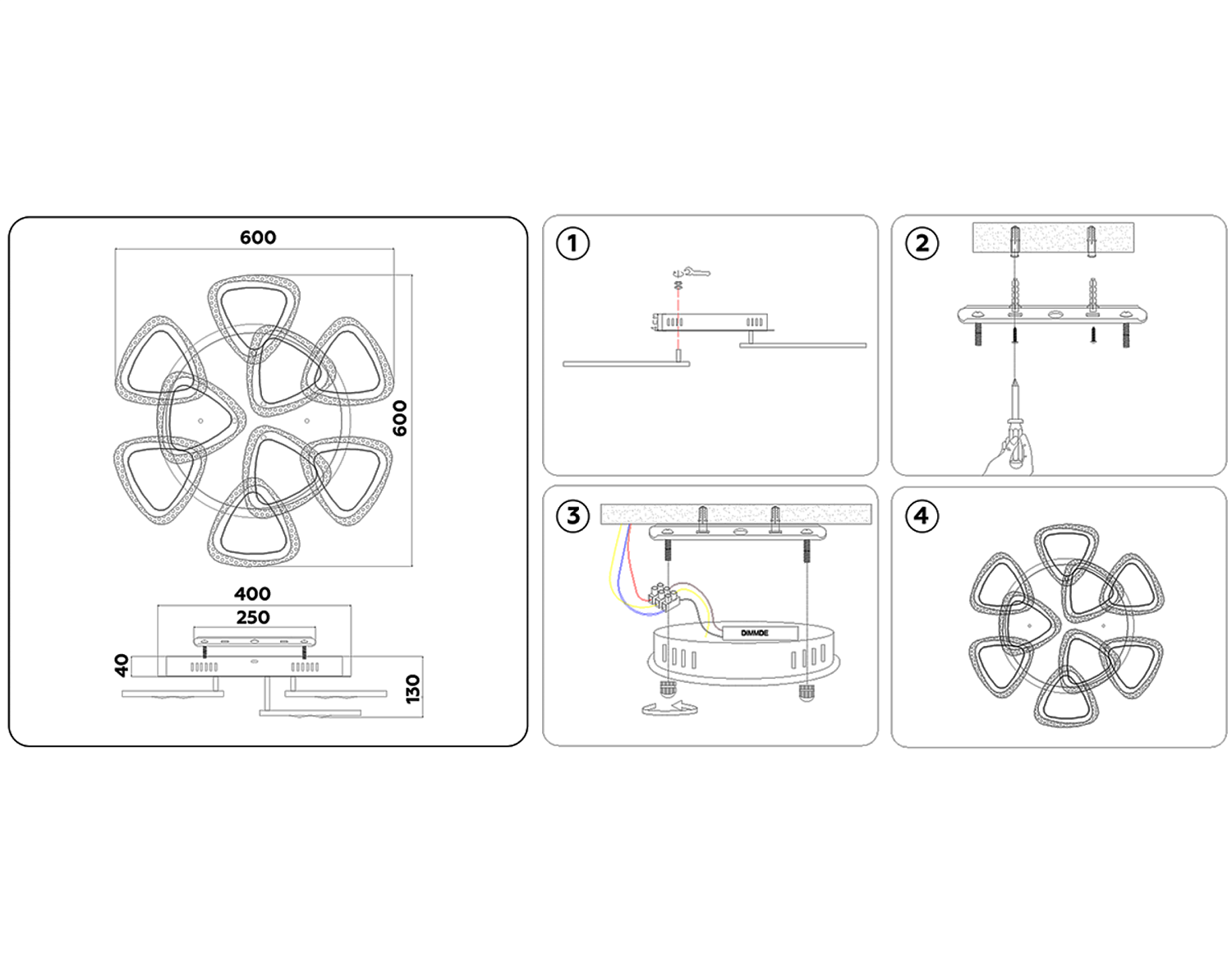 Потолочный светодиодный светильник с пультом FA2921 WH белый 138W 600*600*130 (ПДУ РАДИО 2.4)