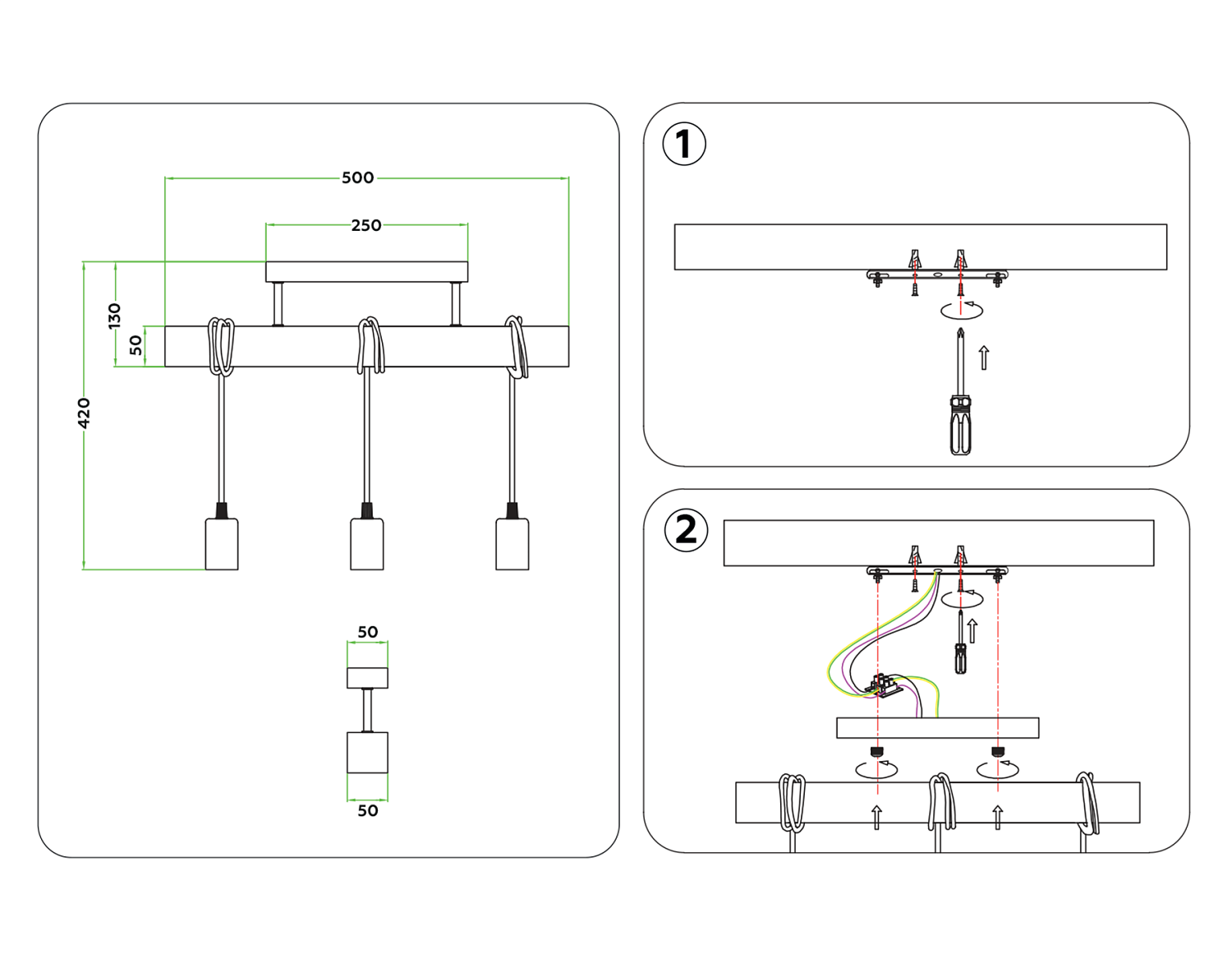 Подвесной светильник в стиле лофт TR8182/3 BK/LW черный/светлое дерево E27*3 max 40W 500*50*420