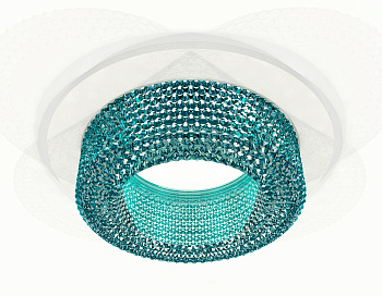 Комплект встраиваемого светильника с композитным хрусталем XC7621023 SWH/BL белый песок/голубой MR16 GU5.3 (C7621, N7194)