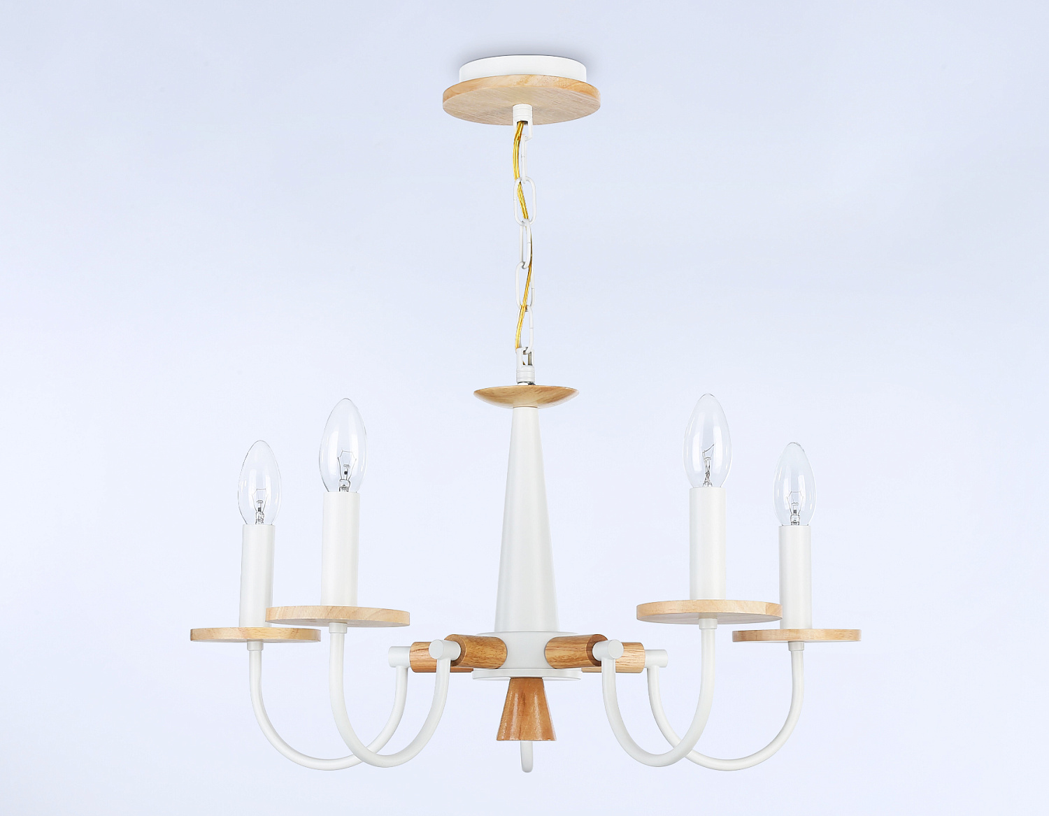 Подвесная люстра TR9592/5 WH/LW белый/светлое дерево E14/5 max 40W D555*660