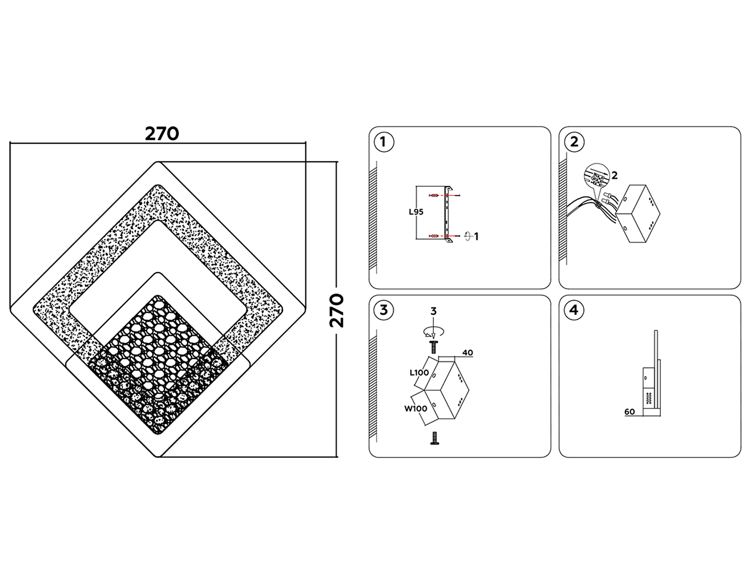 Настенный светодиодный светильник с акрилом FA426 WH белый 3000K+6400K 25W 270*270*60