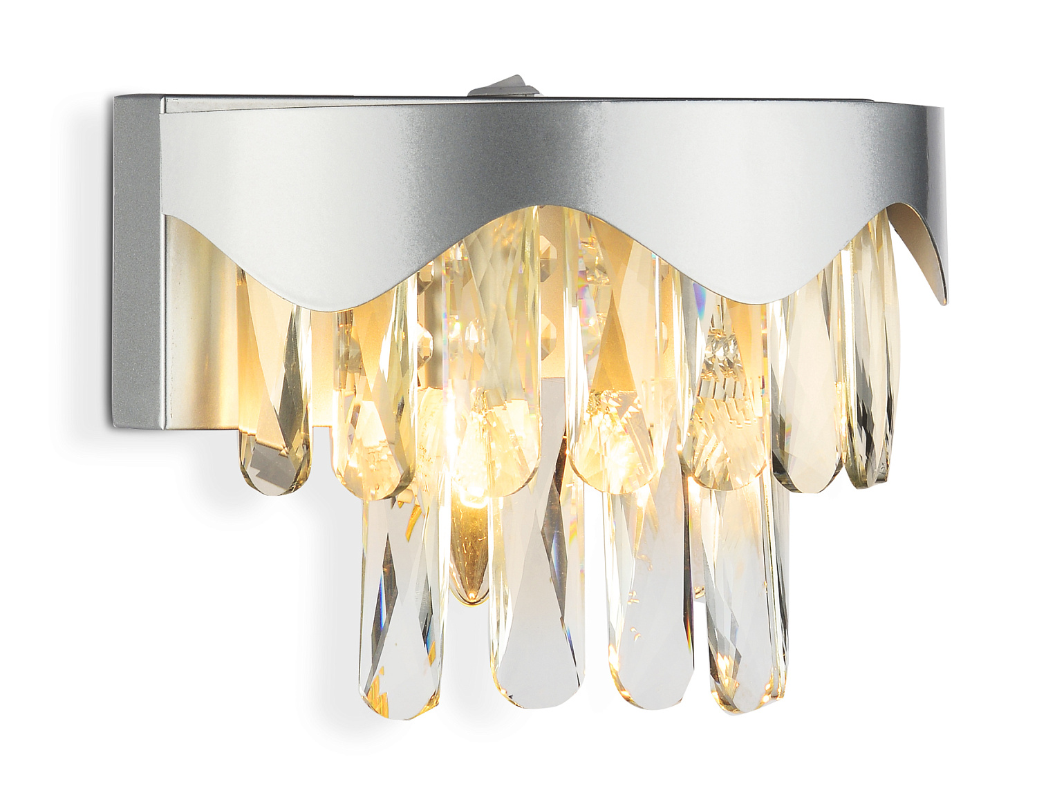 Настенный светильник с выключателем и хрусталем TR5090 SL/CL серебро/прозрачный E14/2 max 40W 260*180*150