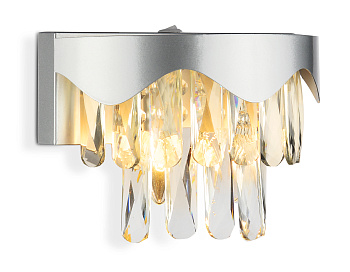 Настенный светильник с выключателем и хрусталем TR5090 SL/CL серебро/прозрачный E14/2 max 40W 260*180*150