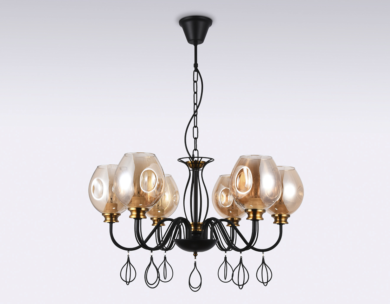 Подвесная люстра TR9055/6 BK/TI черный/янтарь E27 max 40W D700*850