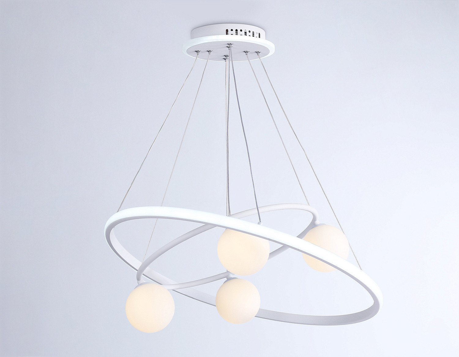 Подвесной светодиодный светильник со сменной лампой и с пультом управления FL66321/1+4 WH белый 69W 3000K-6400K+G9/4 D600/400*1200 (ПДУ ИК)