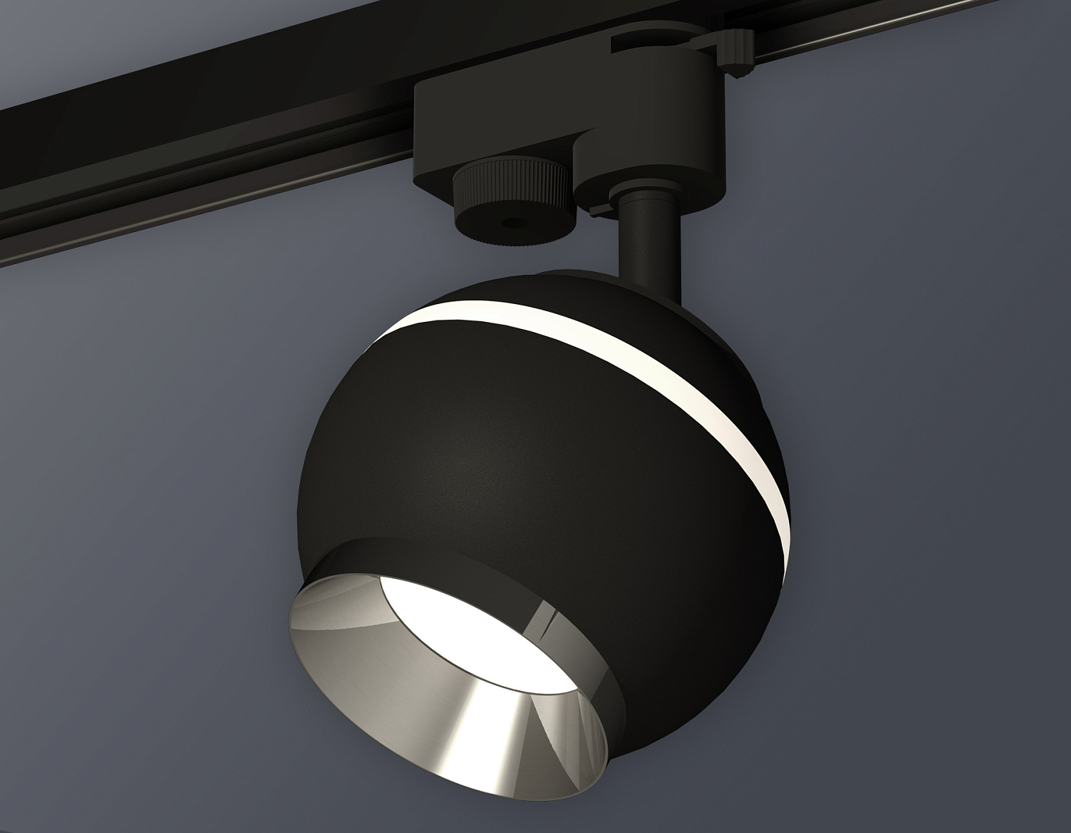 Комплект трекового однофазного светильника с подсветкой XT1102003 SBK/PSL черный песок/серебро полированное GU5.3 LED 3W 4200K (A2521, C1102, N7032)