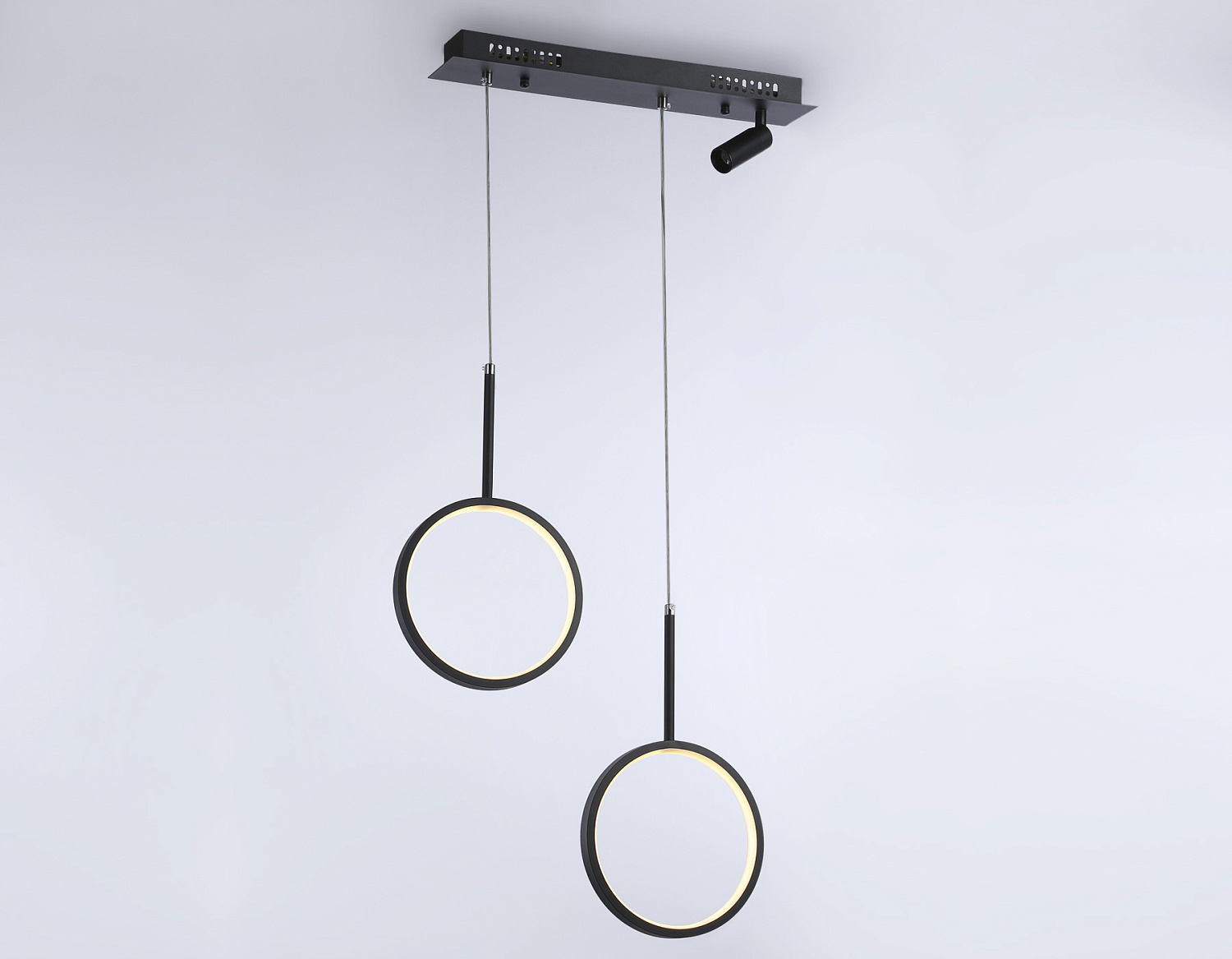 Подвесной светодиодный светильник с пультом FL5274/2+1 BK черный 38W 3000K/4200K/6400K+4200K 500*20*1200 (ПДУ ИК)