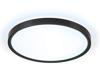 Потолочный светодиодный светильник с подсветкой FZ3055 BK черный IP44 33W+10W 6400+6400К D375*40 (Без ПДУ)