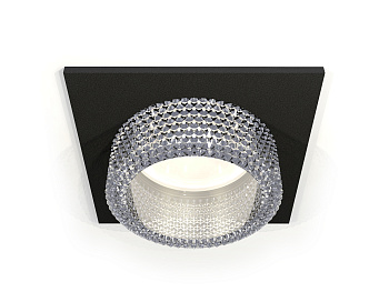 Комплект встраиваемого светильника с композитным хрусталем XC6521040 SBK/CL черный песок/прозрачный MR16 GU5.3 (C6521, N6150)