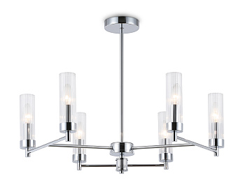 Люстра со стеклянными плафонами на штанге LH55151/6 CH/CL хром/прозрачный E14/6 max 40W D675*520
