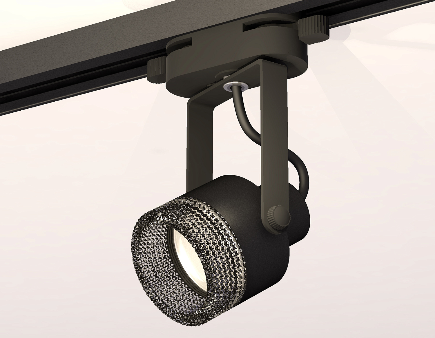 Комплект трекового однофазного светильника с композитным хрусталем XT6602061 PBK/BK черный полированный/тонированный MR16 GU10 (C6602, N6151)