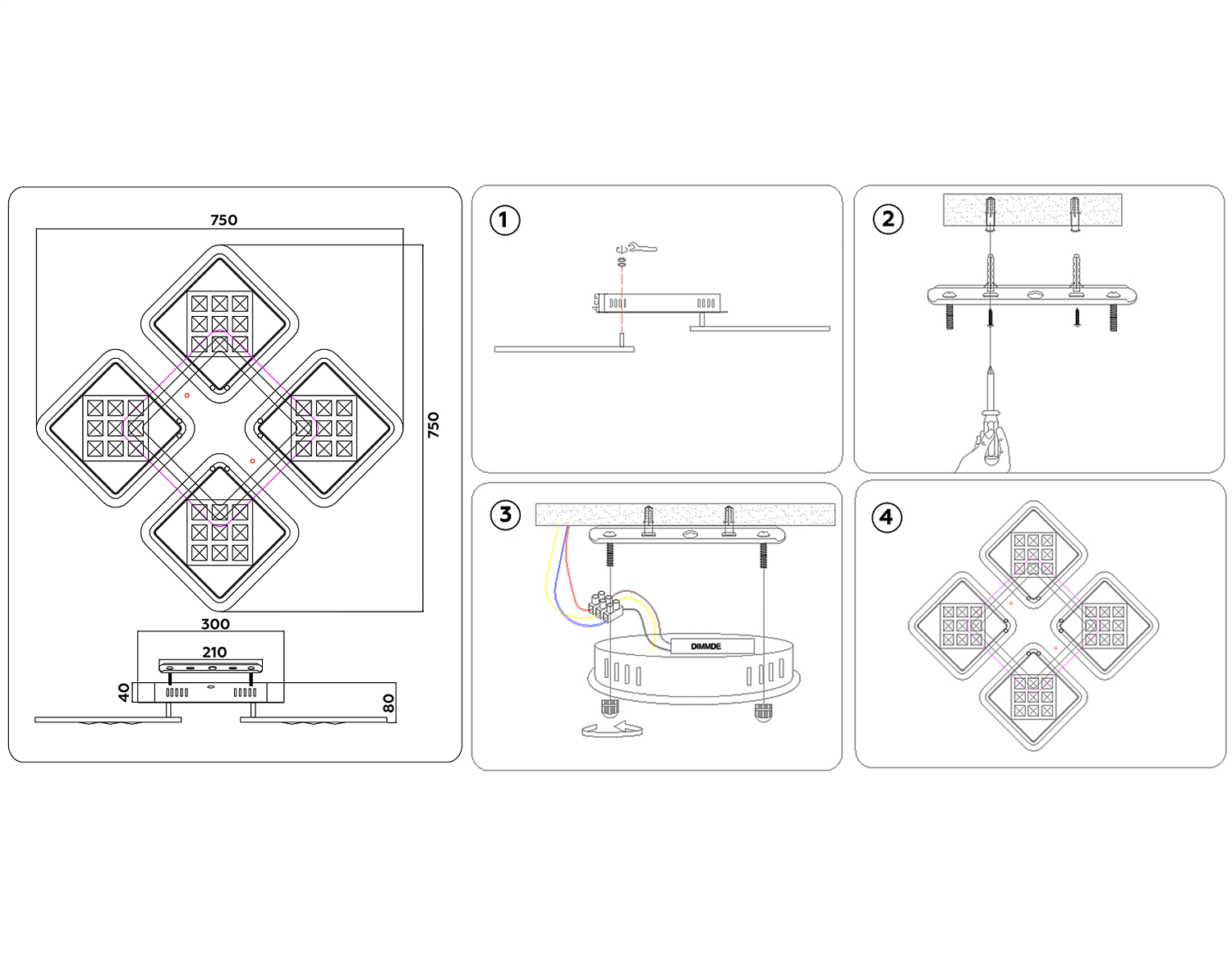 Потолочный светодиодный светильник с пультом FA287/4 CF/TI кофе/янтарь 116W 750*750*80 (ПДУ РАДИО 2.4G)