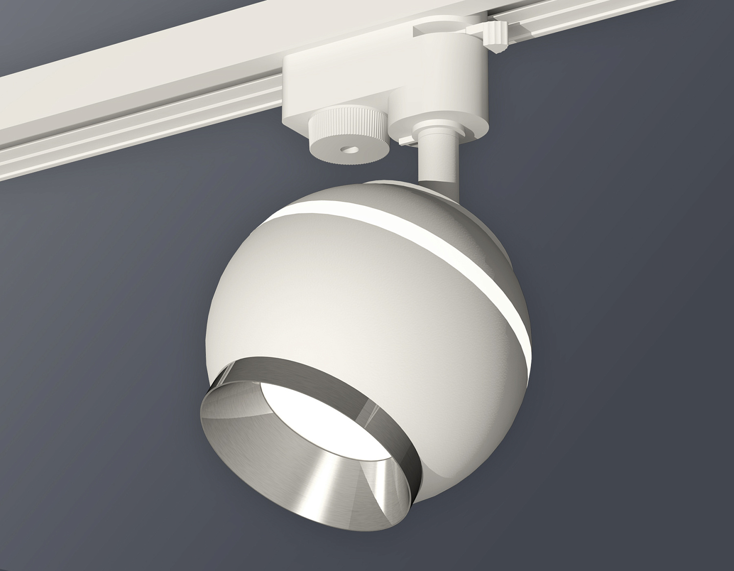 Комплект трекового однофазного светильника с подсветкой XT1101021 SWH/PSL белый песок/серебро полированное MR16 GU5.3 LED 3W 4200K (A2520, C1101, N7032)