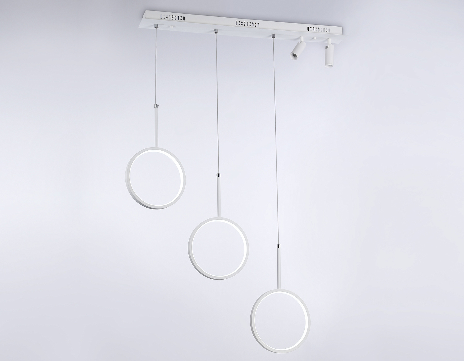 Подвесной светодиодный светильник с пультом FL5277/3+2 WH белый 59W 3000K/4200K/6400K+4200K 800*200*1200 (ПДУ ИК)