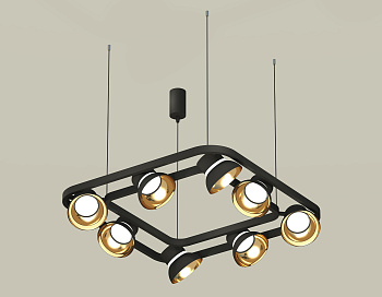 Комплект подвесного поворотного светильника XB9182081/8 SBK/PYG/CL черный песок/золото желтое полированное/прозрачный GX53 (С9182, N8145)