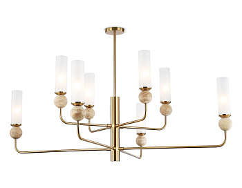 Люстра на штанге с мрамором LH53252/8 BS/FR латунь/белый матовый E14*8 max 40W D1260*1445