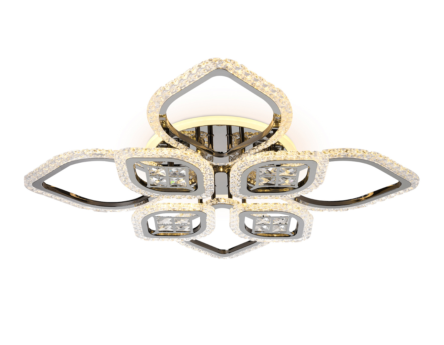 Потолочный светодиодный светильник с пультом FA283/4+4 CH хром 147W 750*750*120 (ПДУ РАДИО 2.4G)